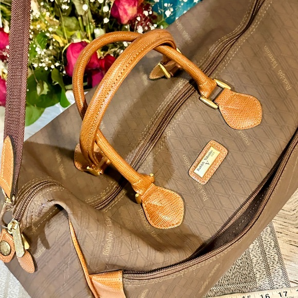 Valentino Garavani Taupe Duffel Bag with Camel Accents - Picture 3 of 15